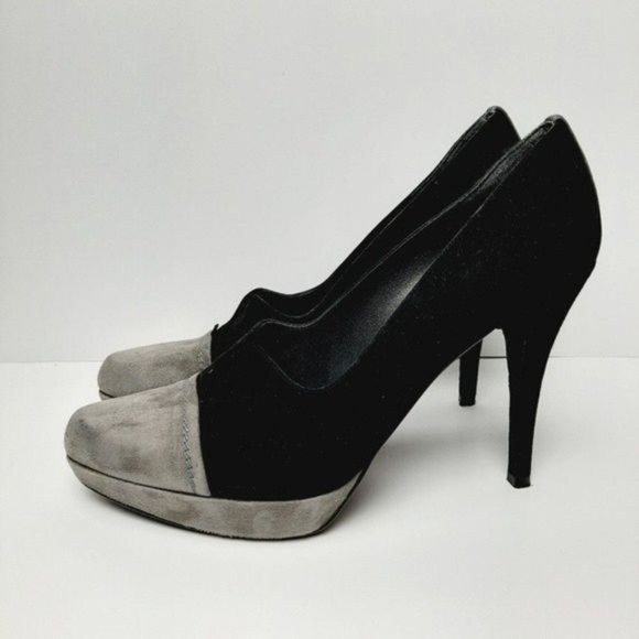 STUART WEITZMAN Genuine Suede Leather Pumps High Heel Stiletto Black Grey Sz 10 - Picture 4 of 13